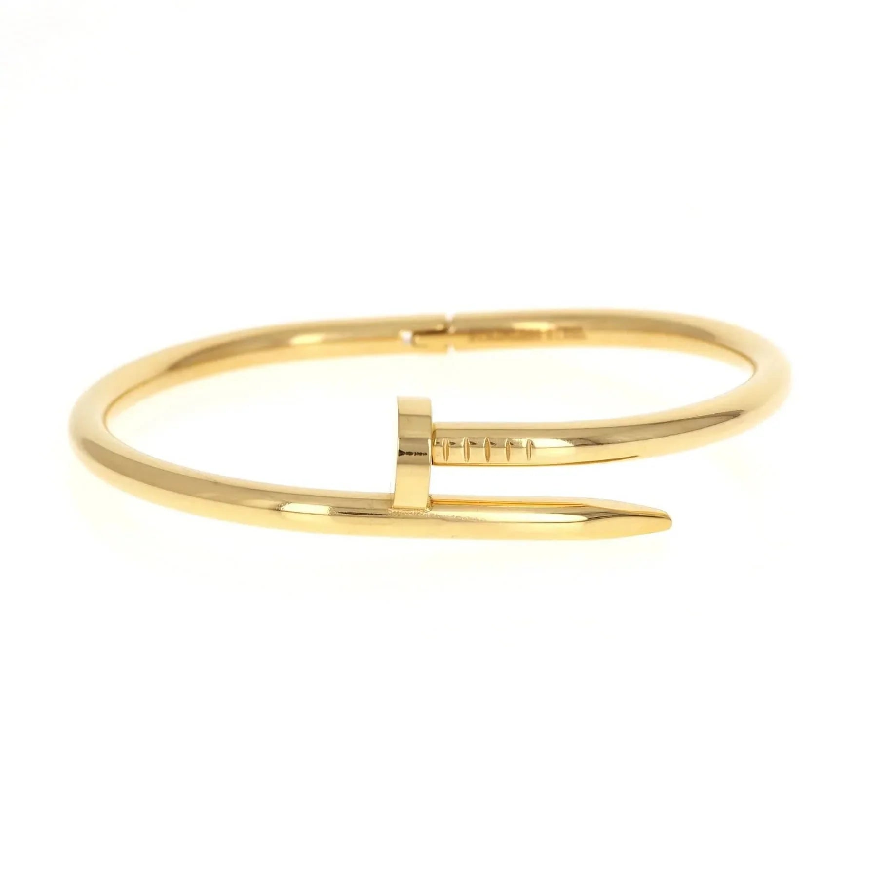 Gold-finished stainless steel nail spike bracelet for men with adjustable fit