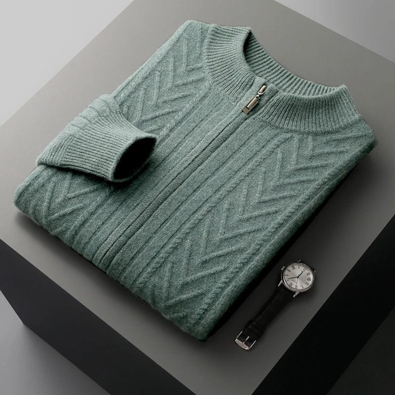 Flat-lay sweater with zip collar and long sleeves