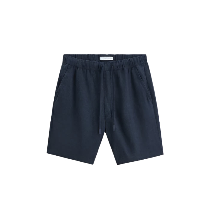 Flat-lay of men’s shorts with straight hem and front closure