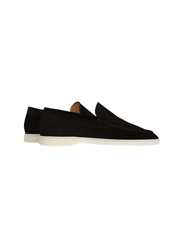 Flat-lay loafers with plain upper and rubber sole