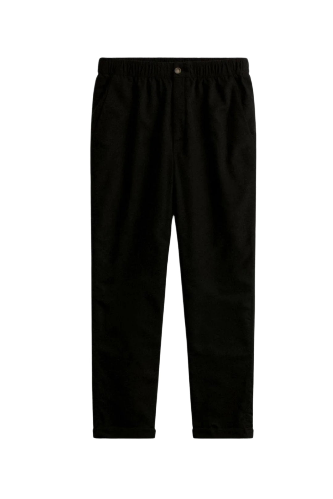 Flat-lay of men’s pants with straight legs and side seam pockets