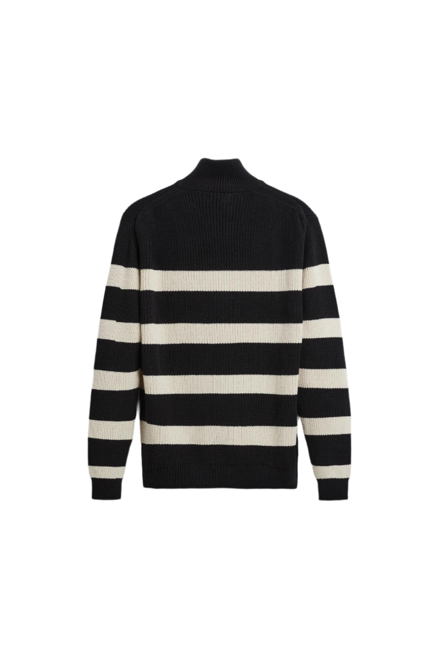 Pullover with ribbed cuffs, hem, and collar in flat-lay view