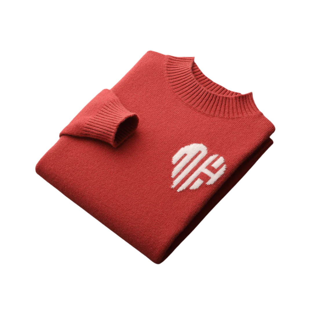 Sweater with ribbed cuffs and straight hem, laid flat