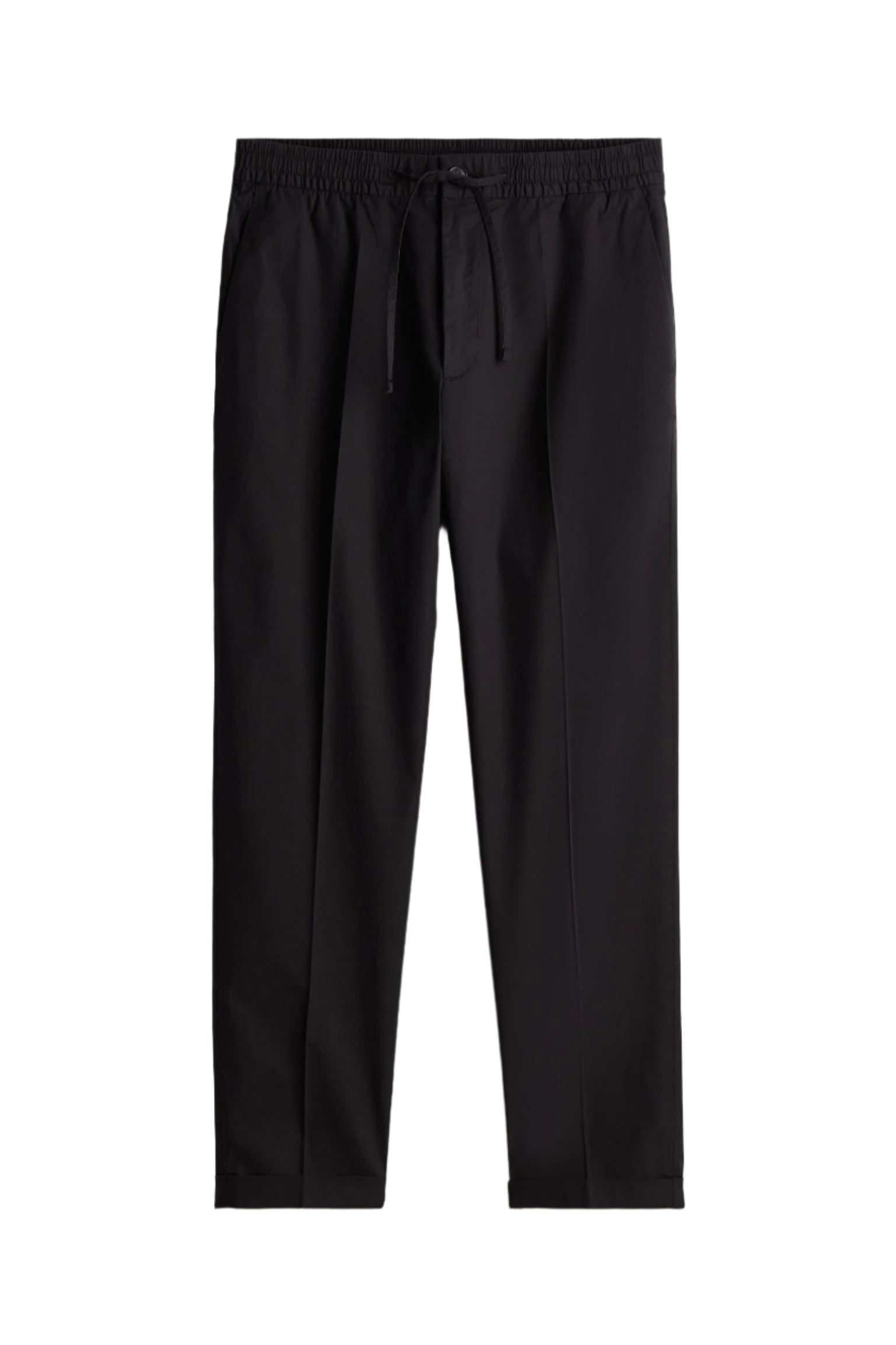 Flat-lay of men’s pants with side seam pockets and straight hem