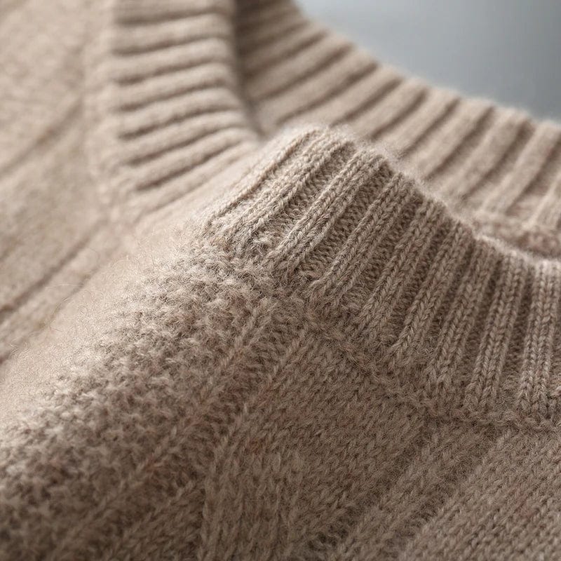 Pullover sweater with long sleeves and surface texture, flat-lay view