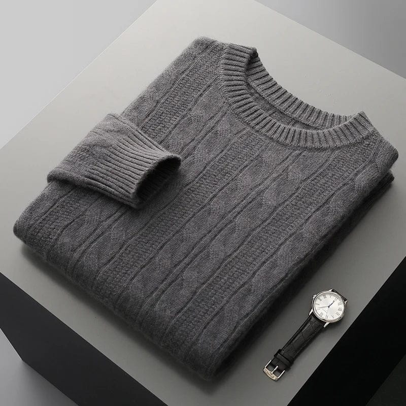 Textured sweater with ribbed edges and straight hem, laid flat