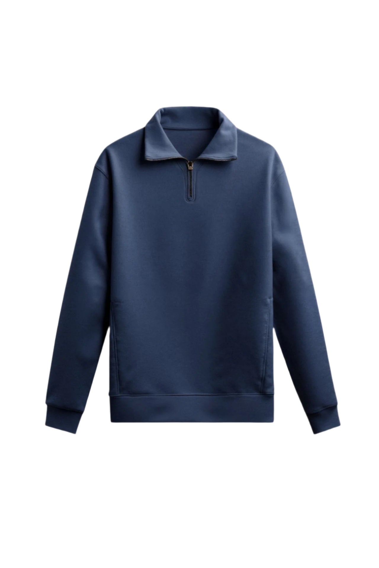 Pullover sweater with long sleeves and clean structure, laid flat